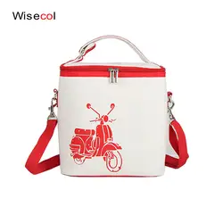 Wisecol модные Портативный изолированные холст обед сумка Термальность Еда Пикник сумки для Для женщин дети Для мужчин охладитель Коробки для