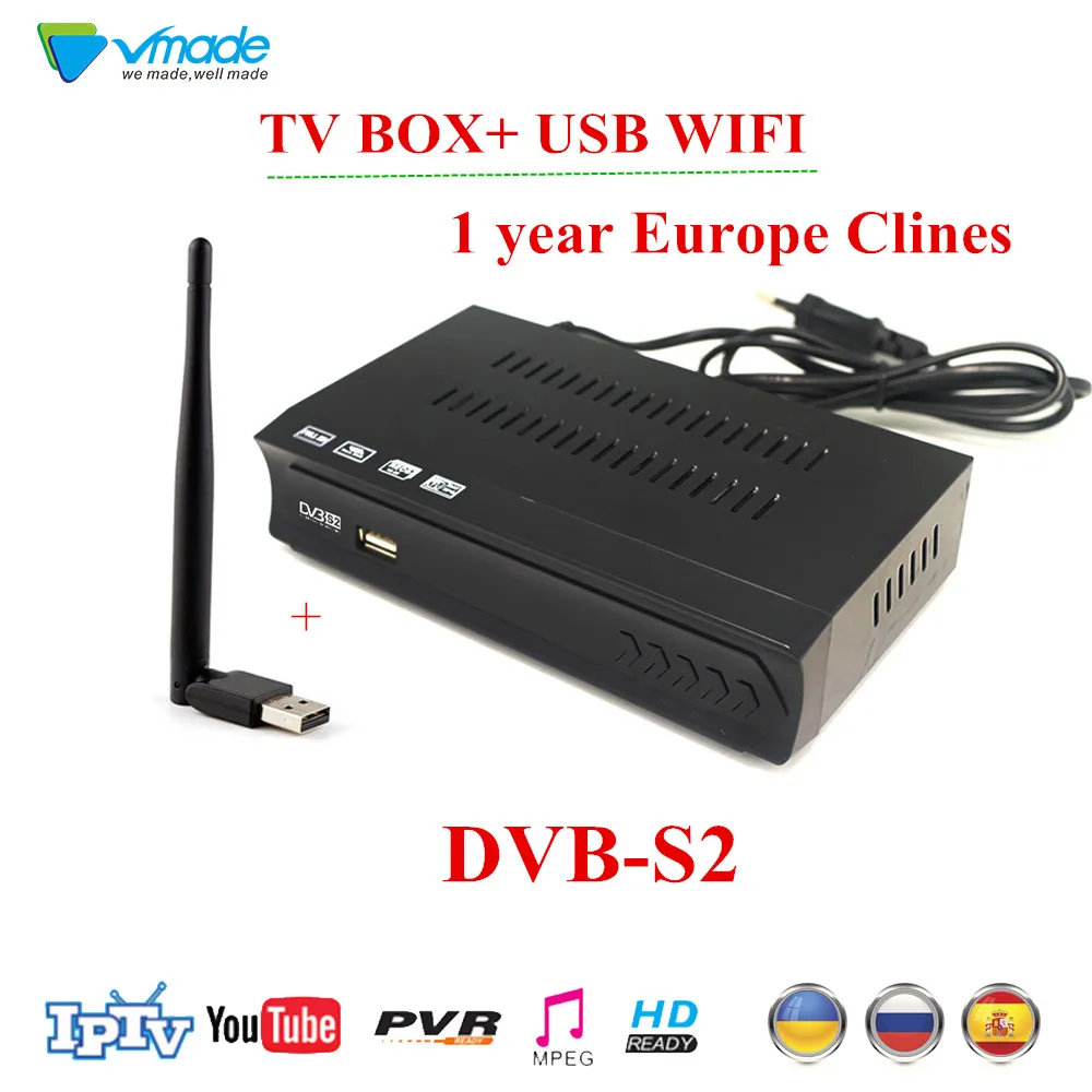 

1 Year Europe C-line Server HD M5 DVB-S2 lnb Satellite Receiver Full 1080P Spain Portugal Arabic TV box With USB Wifi Receptor