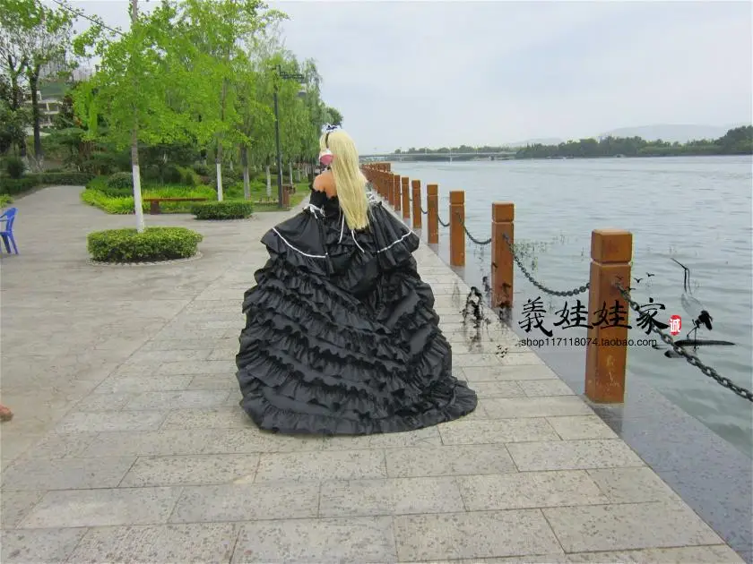 

CHOBITS CHII ANIME COSPLAY LOLITA cosplay COSTUME black dress long tail dress