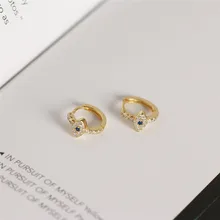 Женские серьги, Сережки "злые глаза", 925 пробы, серебро, циркон, голубые глаза, маленькие серьги-гвоздики для женщин, для банкета, отправка подруге