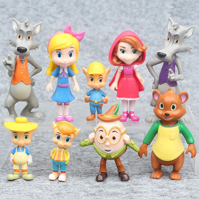 9 шт./компл. Статуэтка Goldie и соединенных игрушек lock Jack Bear Red Big Bad Wolf модель куклы для