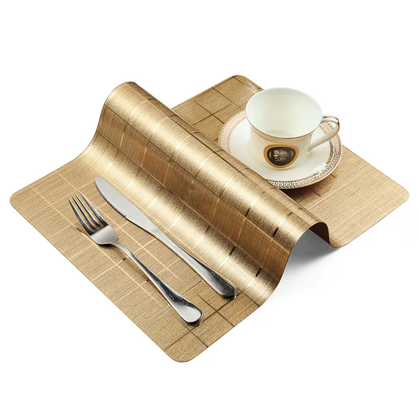 

Waterproof Anti-oil Placemat PVC Dining Table Mat Golden Disc Pads Bowl Pad Coasters Table Cloth Slip-resistant Pad 2/4/6pcs 35