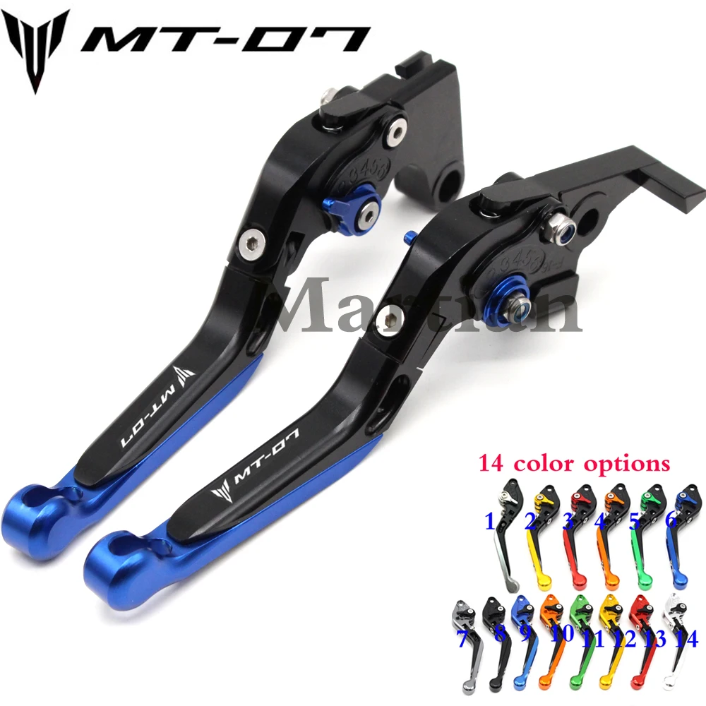 

For Yamaha MT-07/FZ-07 2014 2015 2016 Laser Logo(MT-07) Orange+Titanium CNC Folding Extendable Motorcycle Brake Clutch Levers