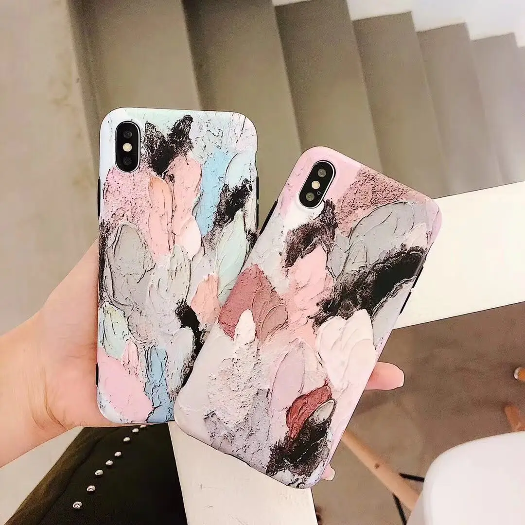 

Graffiti Oil painting Phone Case For iPhone 7 8 6 silicone all-inclusive Soft shell Case For iPhoneX XR XSmatte hand Phone Case