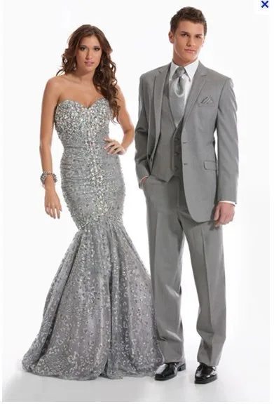 

Custom Made Groom Tuxedo Light Grey Groomsmen Notch Lapel Wedding/Dinner Suits Best Man Bridegroom (Jacket+Pants+Tie+Vest) B241