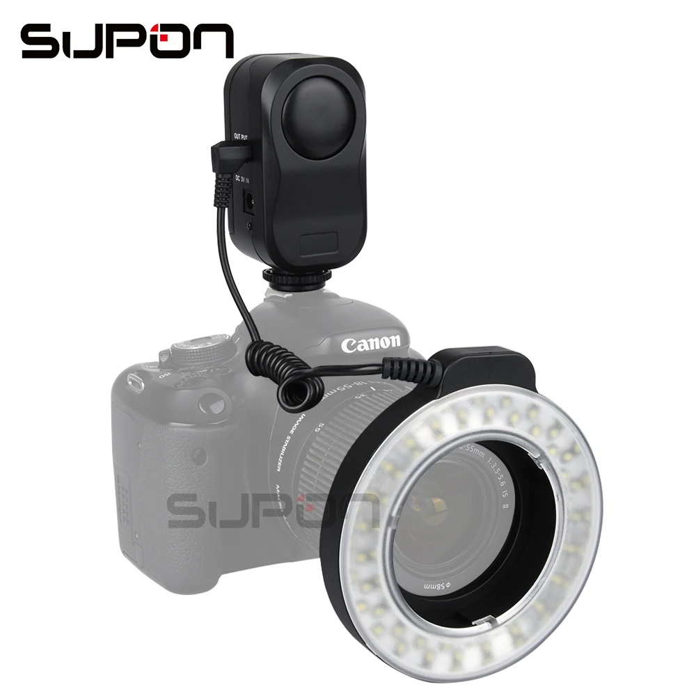

SUPON W48 200LM LED Macro Ring Flash Lighting with Ring Diffuser Filter 49mm/52mm/55mm/58mm/62mm/67mm for DSLR Camera