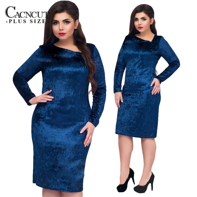 CACNCUT 5XL 6XL размера плюс бархатное платье женское вечернее платье большой размер винтажное синее осеннее платье сексуальное женское платье