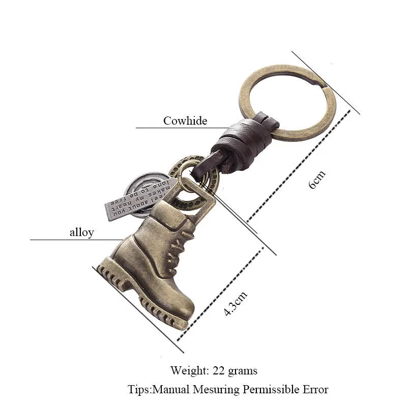 Мужская винтажная кожа, Воловья кожа, автомобильный сплав, крутой военный брелок ботинки, обувь, подвеска, кошелек, сумка, брелок, украшение, подарки