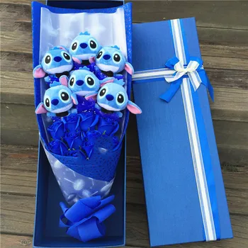 

Kawaii Stuffed Toys Soft Stitch Bouquet Plush Stuffed Animals Toys Gifts Artificial Lovely Cartoon Fake Flowers Wedding Decor