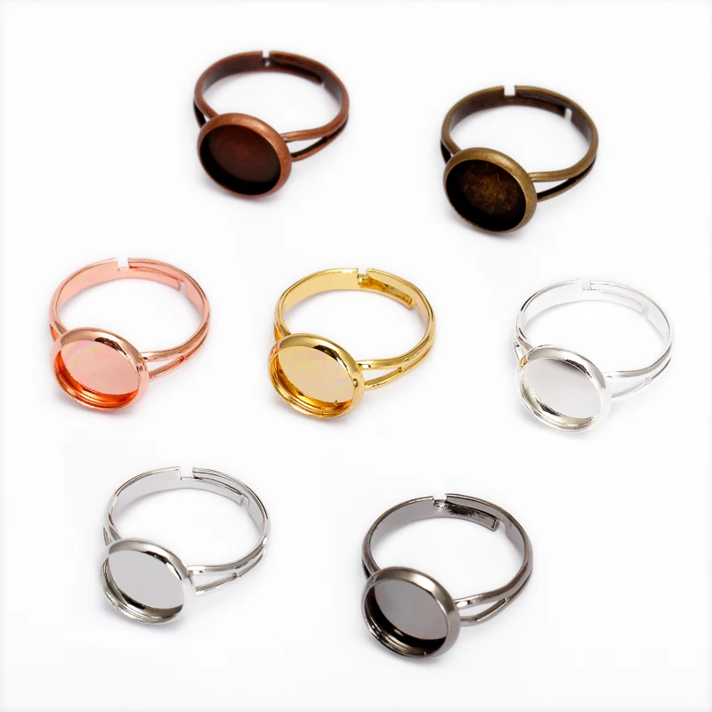 

20pcs/lot Ring Settings Bezel Blank Base Trays for 10-20mm Cabochon Cameo DIY Rings Making