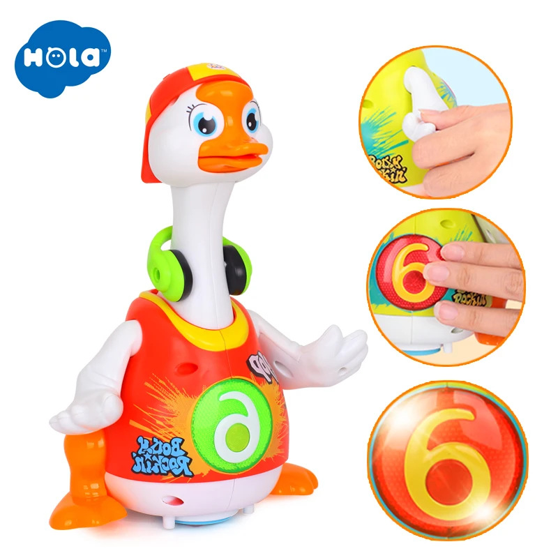 2016 New Huile Toys 828 Intelligent Hip Pop Dance Read Tell Story Interactive Swing Goose Musical Educational Baby Toys Gifts