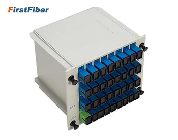 

1 x 32 SC/UPC Branching Fiber Optical Box Splitter Cassette Card Insertion T ABS PLC Splitter box,FTTH 1X32 Planar waveguide