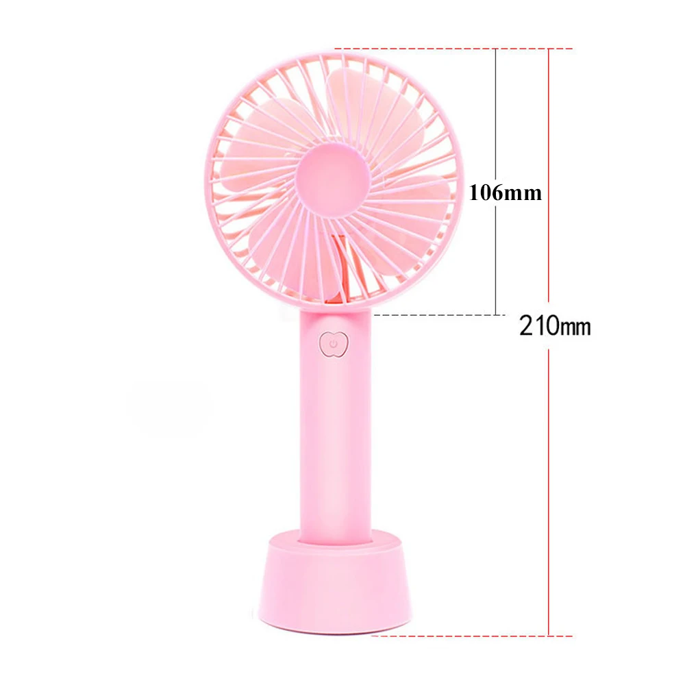 Air Cooler Cute Mini USB Fan Handheld Portable Desktop Round Electric Fan Detachable Base Home Office Fans Color : Pink