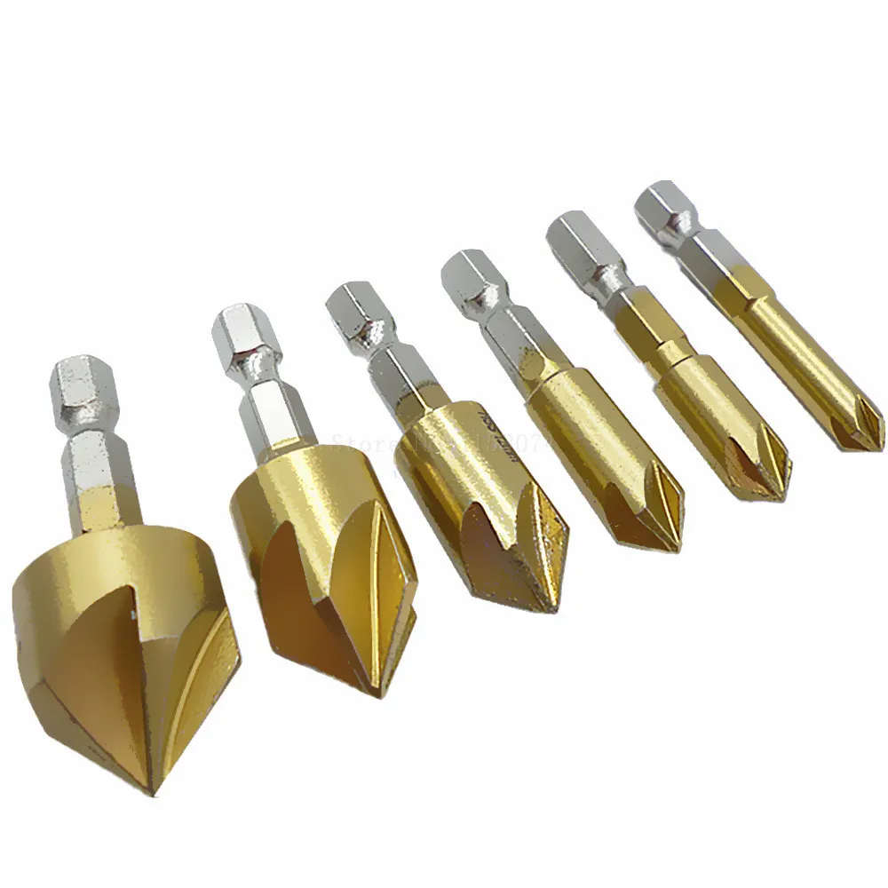 6PCS 5 Flute Chamfer Countersink 