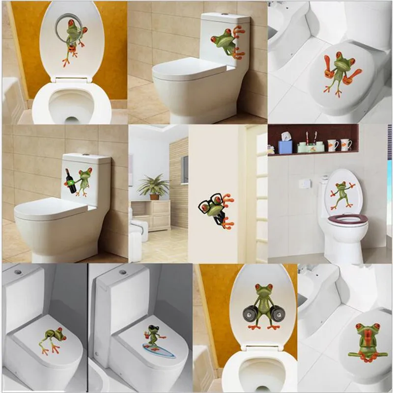1PCS 3D Bathroom Toilet Stickers Refrigerator Stereo Personality animal Funny Cartoon Wall | Дом и сад