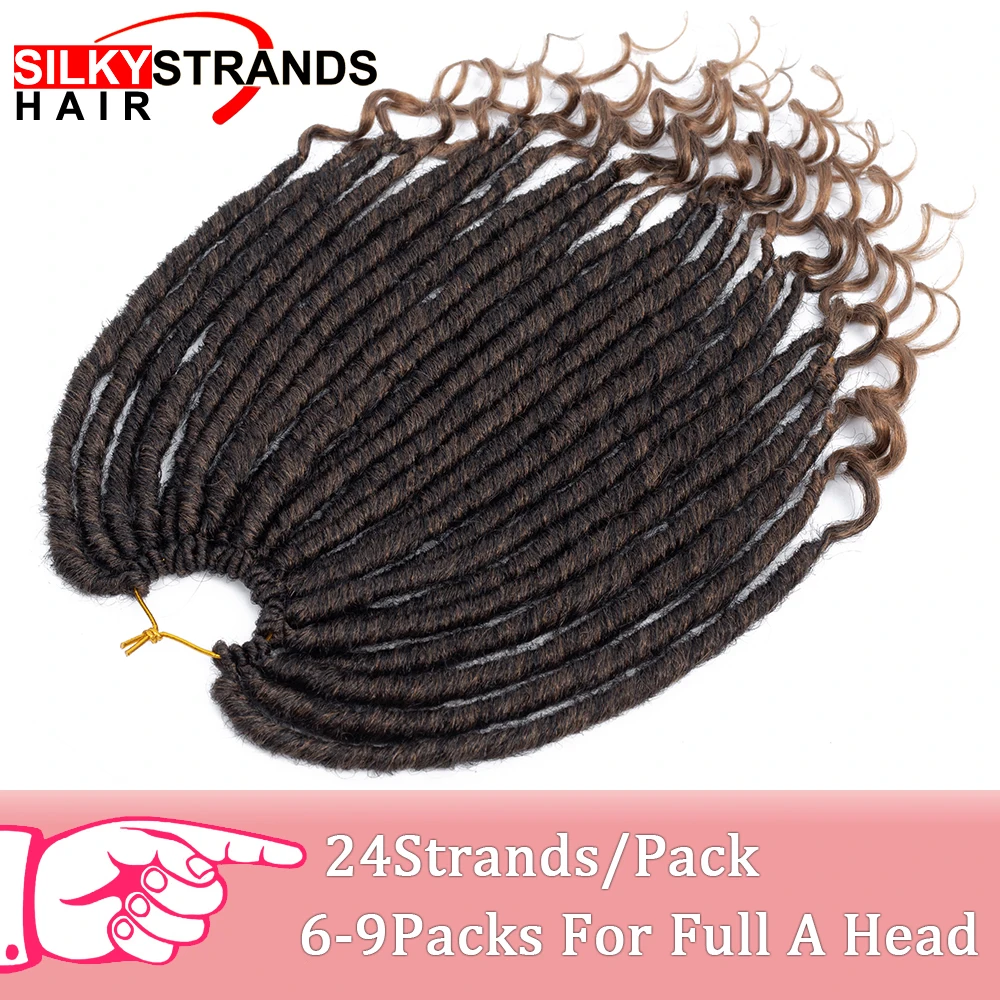 Ombre Goddess Faux Locs Curly вязаные волосы для наращивания с шелковистыми прядями синтетические мягкие Дрянные Locs крючком косы