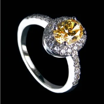 

2 Carat Excellent Yellow Certify oval-shaped SONA Synthetic Diamonds Engagement Ring Factory Directly Sale High Discount Ring