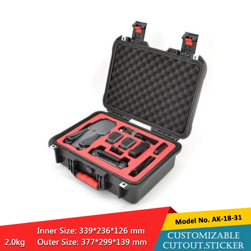 

waterproof plastic hard tool carrying case pp and abs weatherproof equipment tool case with Sponge inside 377X299X139MM szomk