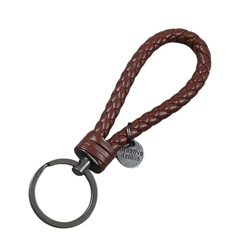 Плетеный кожаный брелок для ключей ручной работы, ремень с цепочкой для ключей для автомобиля, офиса и дома, брелок для ключей из сплава для мужчин и женщин - Цвет: 07