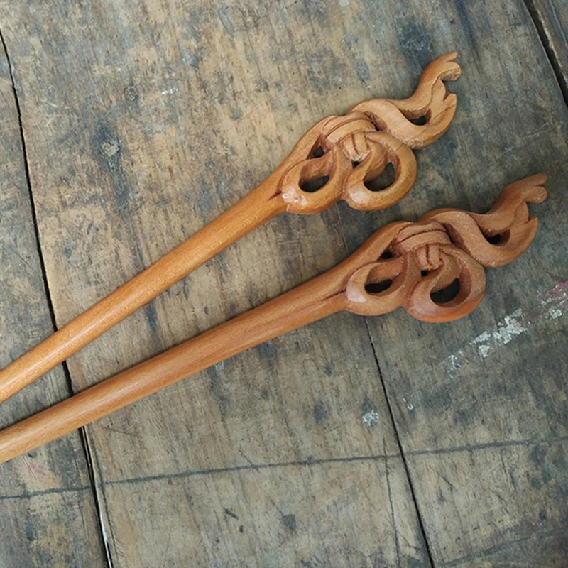 

Elegant Chinese Traditional Peach Wood Rose Handmade Carved Ebon Hair Sticks Women Hair Pins Hair Jewelry Accessories VL