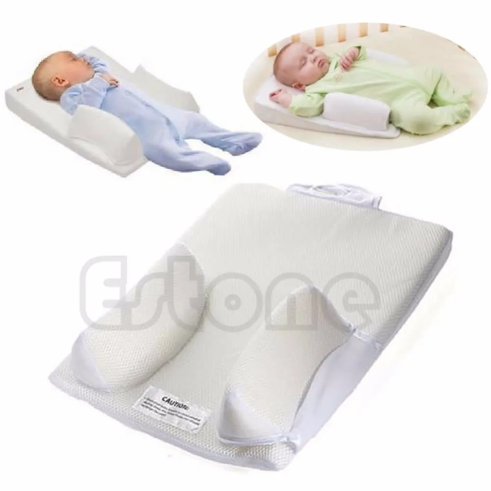 

Newborn Baby Infant Sleep Positioner Prevent Flat Head Shape Anti Roll Pillow