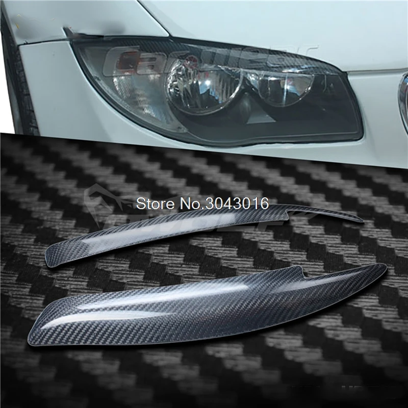 High Quality Real Carbon Fiber decoration Headlights Eyebrows Eyelids cover for BMW E81 E82 E87
