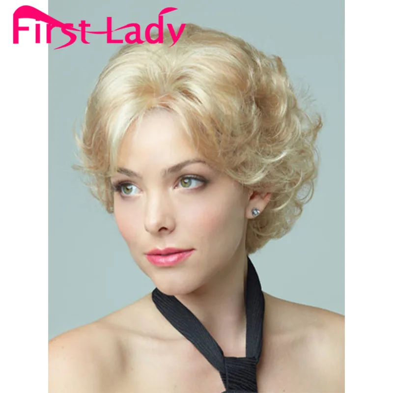 Synthetic Short Blonde Wigs Curly Afro Cheap Wigs For Women Pixie