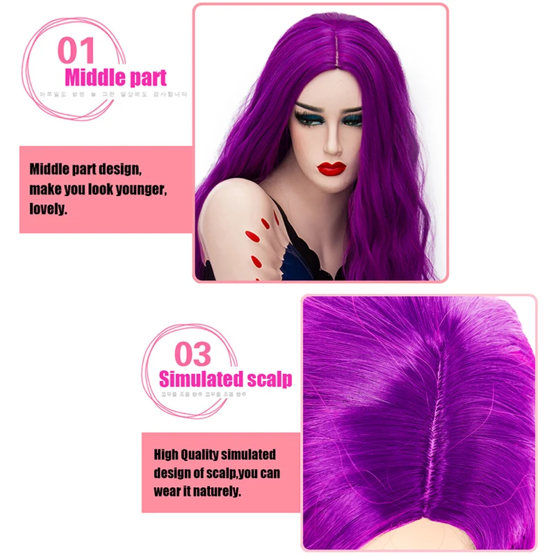 Yiyaobess 70 cm largo ondulado peluca púrpura Cosplay sintético Rosa verde pelucas de pelo Natural para mujeres de alta temperatura de fibra 29 colores Yiyaobess 70 cm largo ondulado peluca púrpura Cosplay sintético Rosa verde pelucas de pelo Natural para mujeres de alta temperatura de fibra 29 colores