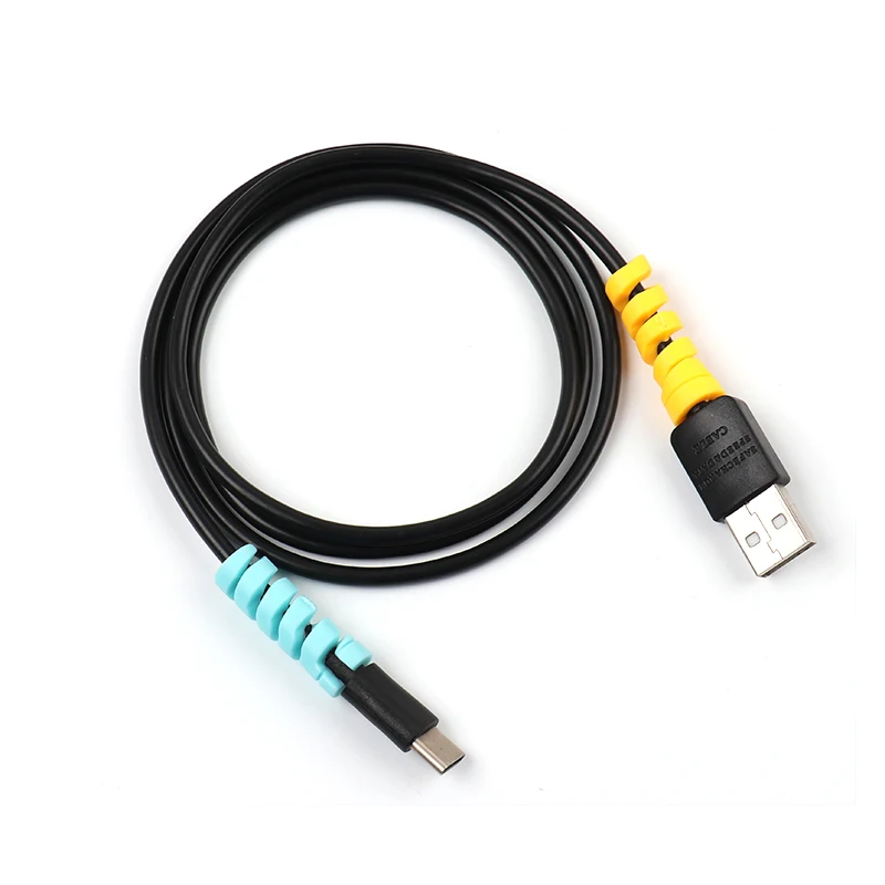 Универсальный силиконовый Спиральный usb защитный кабель для сматывания для iphone, android, органайзер, шнур, держатель провода для xiaomi