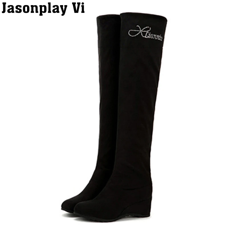 

Jasonplay Vi & 2016 Fashion Women Leather stretch knee boots Stovepipe Stretch Over The Knee Boots Women free shipping XZ15