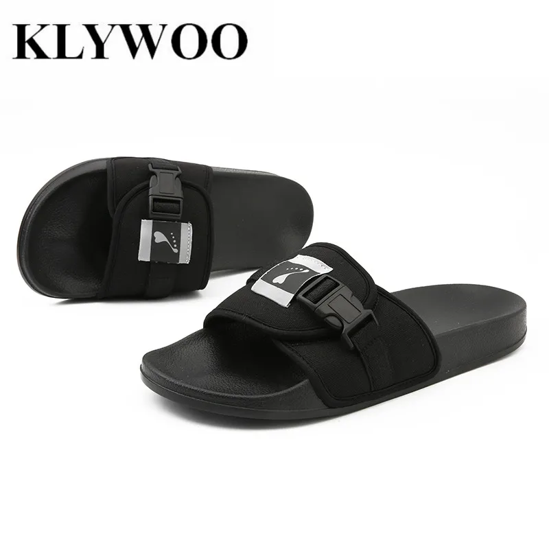 

KLYWOO Fashion Men Sandals Slides Summer Slippers Men 2019 High Quality sandals Men Beach casual shoes hombre sandalias black