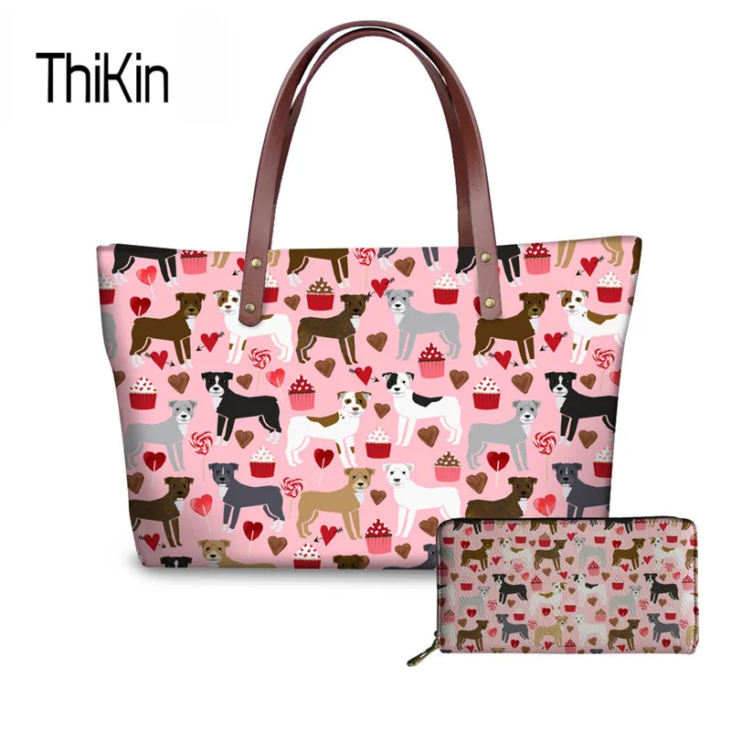 

THIKIN Women's Casual Handbag Pitbull Floral Printed Brand Designer Totes for Girls Shopping Summer Beach Top-handle Bag Female