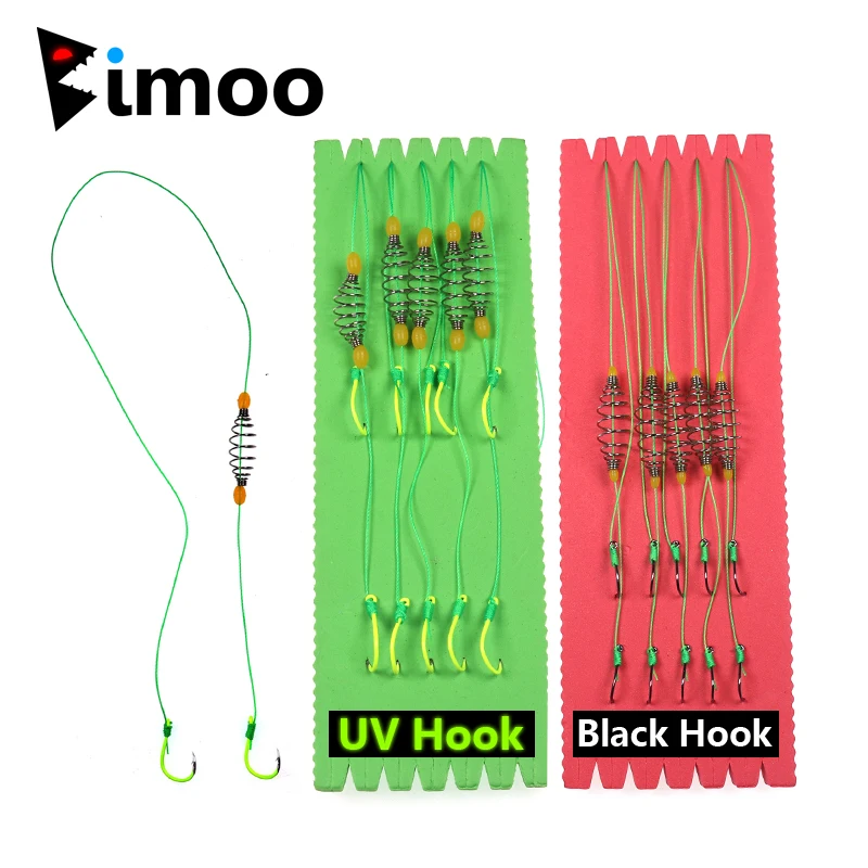

Bimoo 5Rigs/Foam Holder Readymade Carp Fishing Rigs Terminal Tackle Set Carp Hook Rig with UV Hook Black Hook