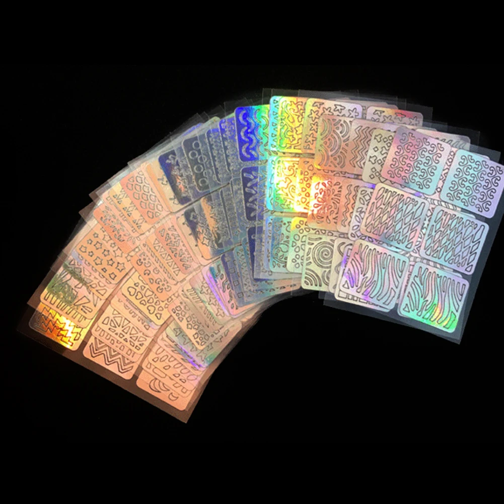 ELECOOL 24/12 шт./компл. 3D лазерный полый стикер для дизайна ногтей Набор наклеек
