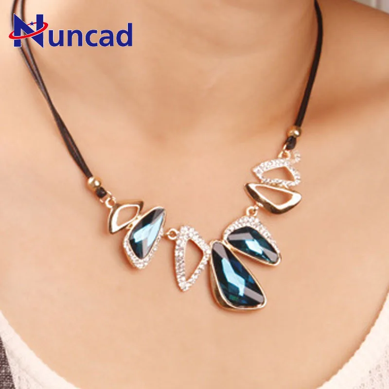 

New Popular Bohemia Style Luxury Crystal Geometric Statement Necklace For Wedding Party 2018 Women Accessories