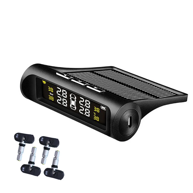 

Solar Energy Smart Car Internal TPMS Tire Pressure Monitoring System Digital LCD Display Auto Security Alarm Systems with Sensor