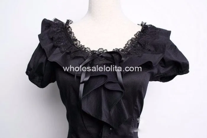 Готическая Лолита в Королевском черном блузка Лолита рубашка шифон кружева пятно рубашка 4xl 5xl 6xl для продажи