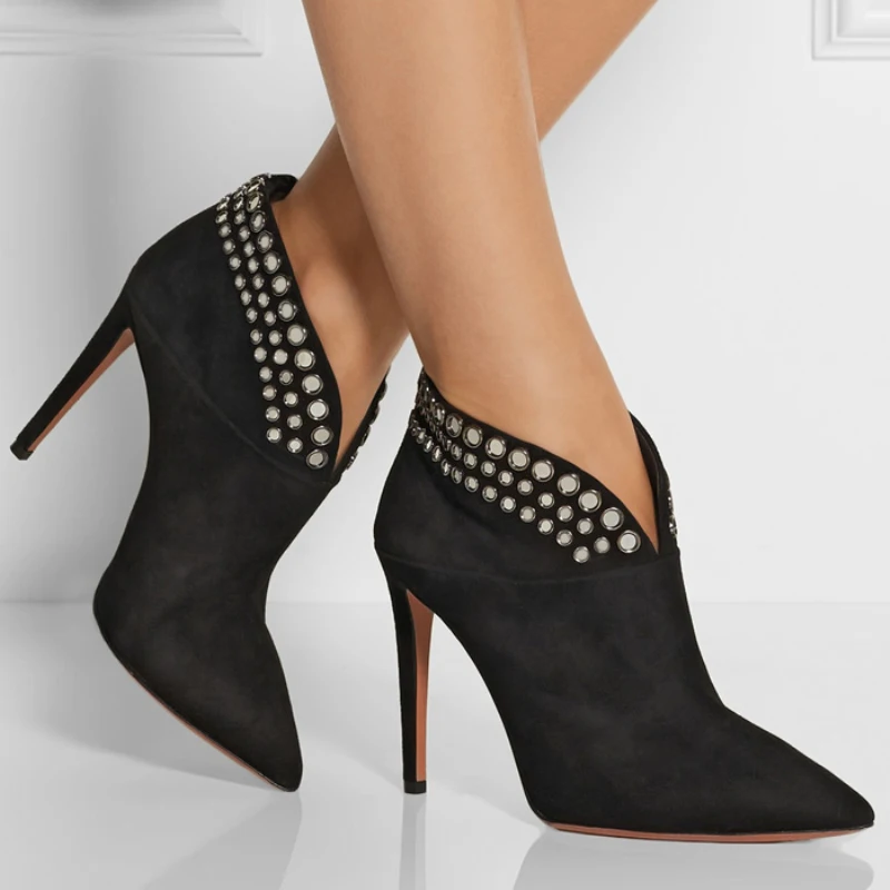 

Fashion Front V Opening Pumps New Arrival Pointed Toe Elegant Women Boots Spring Autumn Slip On Shallow Cut Outs Women Shoes