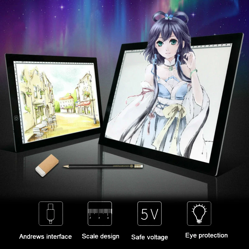 1PC A4 Ultra Thin LED Light Copy font b Drawing b font Board Painting Desk Touch