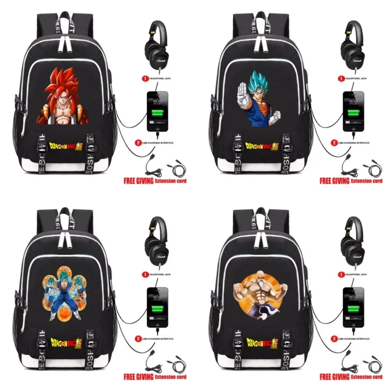 

Multifunction USB Charging Headphone Jack Rucksacks Japan Anime Dragon Ball Z Backpack Teenagers Laptop Bag School Bag 2019