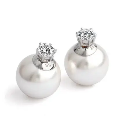 

2017 new arrival fashion pearl ladies`stud earrings double use 925 sterling silver female stud earrings women jewelry gift