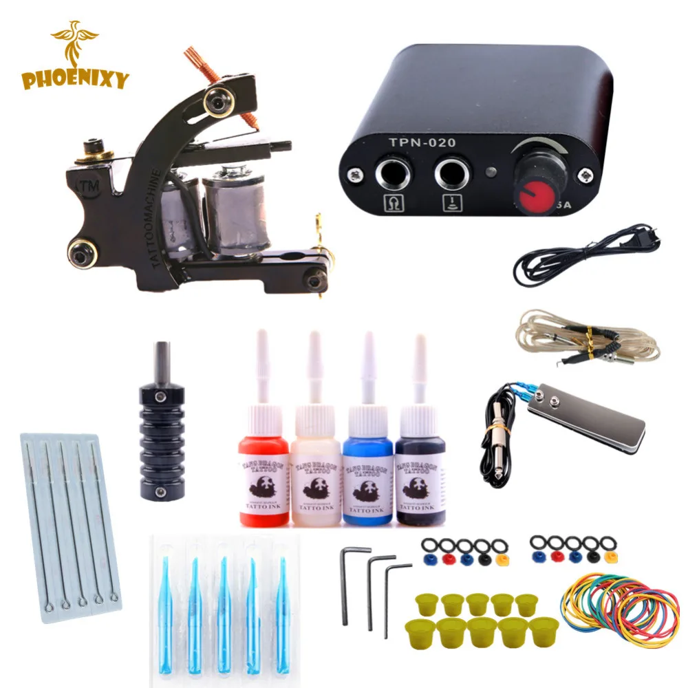 

Tattoo Kit One Tattoo Machine Gun Set Power Supply 4Colors Immortal Ink Set Needles Permanent Makeup Art Beginner Tattoo Set