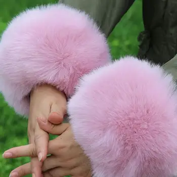 

2Pcs Fashion Women Faux Fur Fuzzy Cuff Warmer Clothes Sleeves Decor new
