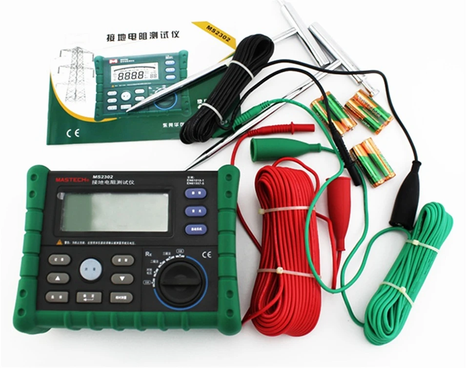 

MASTECH MS2302 Digital Earth Resistance Tester Meter 100 Groups Data Logging with Backlit 0ohm to 4K ohms Free shipping
