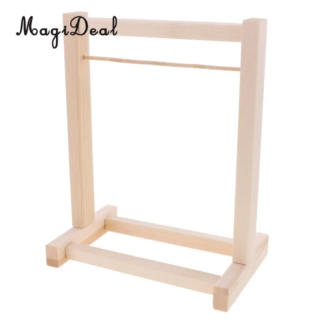 MagiDeal 1Set BJD Doll Wooden Clothes Hanging Shelf for 12 Inch Dollhouse Dolls Clothing Dress Pants Furniture DIY Children Toy