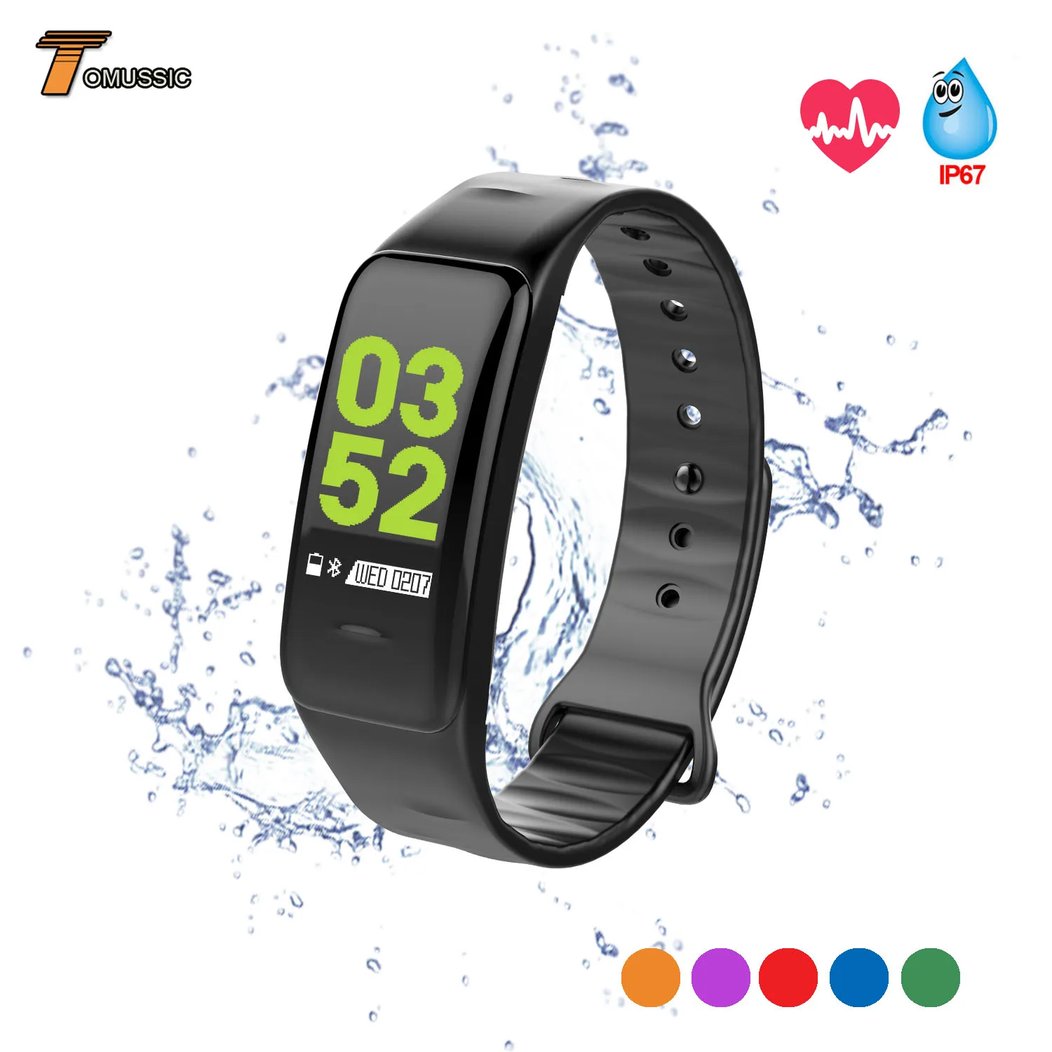 

C1Plus Smart Wristband Color Screen IP67 Waterproof Sport Blood Pressure Watch Heart Rate Monitor Bracelet Fitness Tracker Band