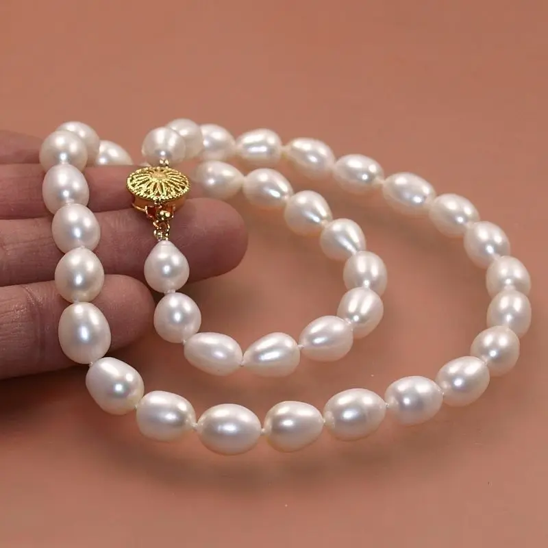 

Free shipping >>>>>New women AA 7-8mm white cultured pearl necklace genuine