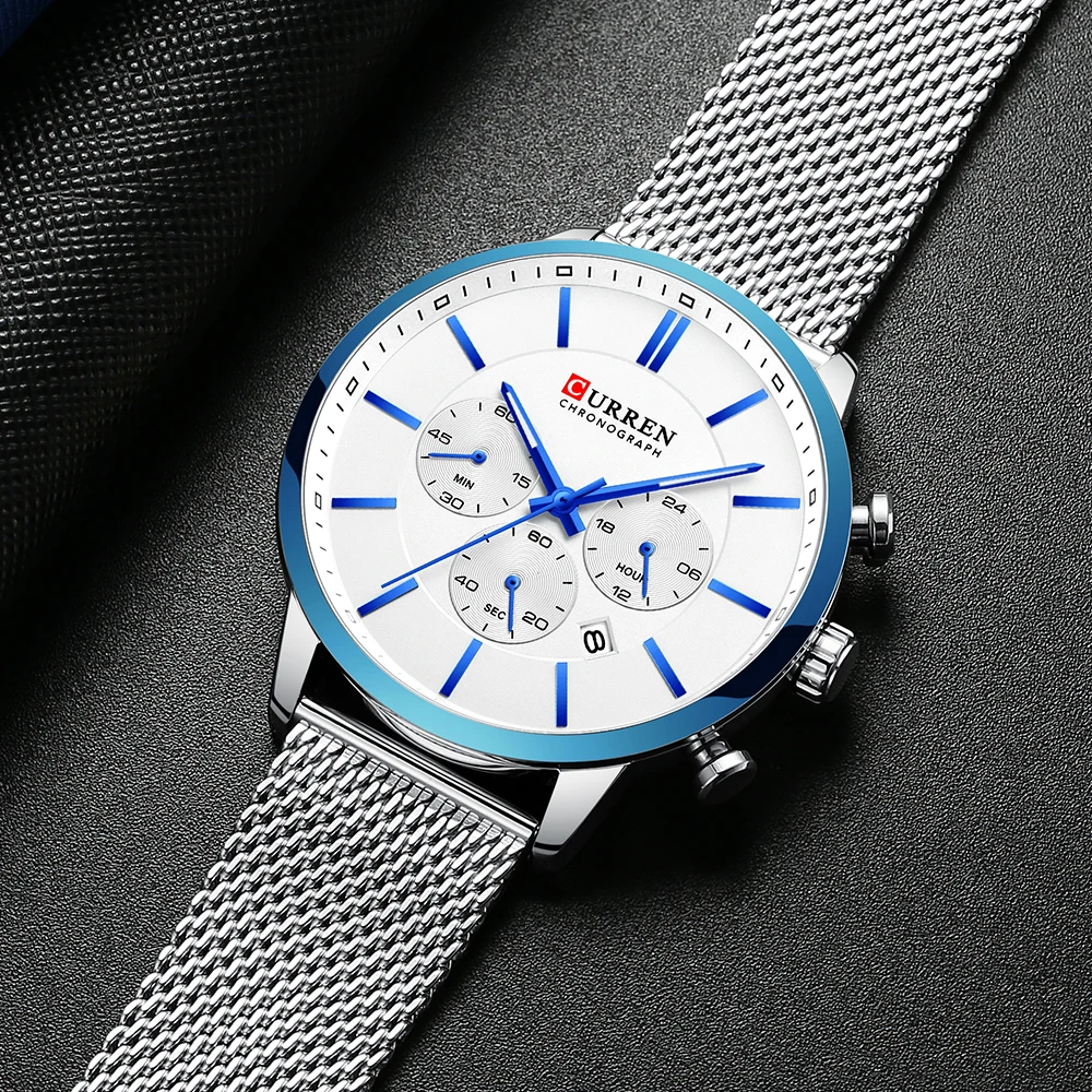 Preise CURREN Uhr Männer Fashion Business Uhren männer Casual Wasserdicht Quarz Armbanduhr Blau Stahl Uhr Relogio Masculino