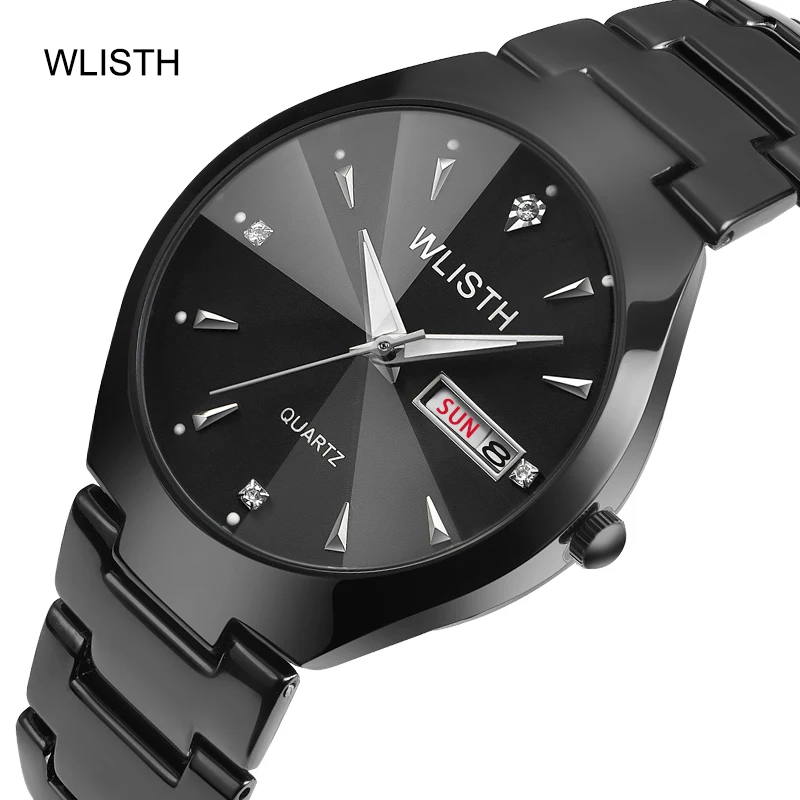 

WLISTH 2019 Top Brand Explosion Model Quartz Couple Table Business Men and Lady Steel Belt Watch Luminous Calendar IP Plating