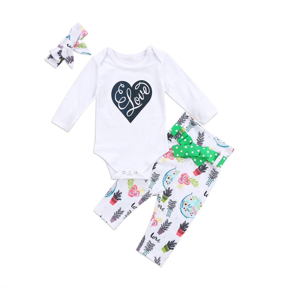 3Pcs New Year Baby Clothes Set Set Newborn Baby Girls Bodysuit Tops